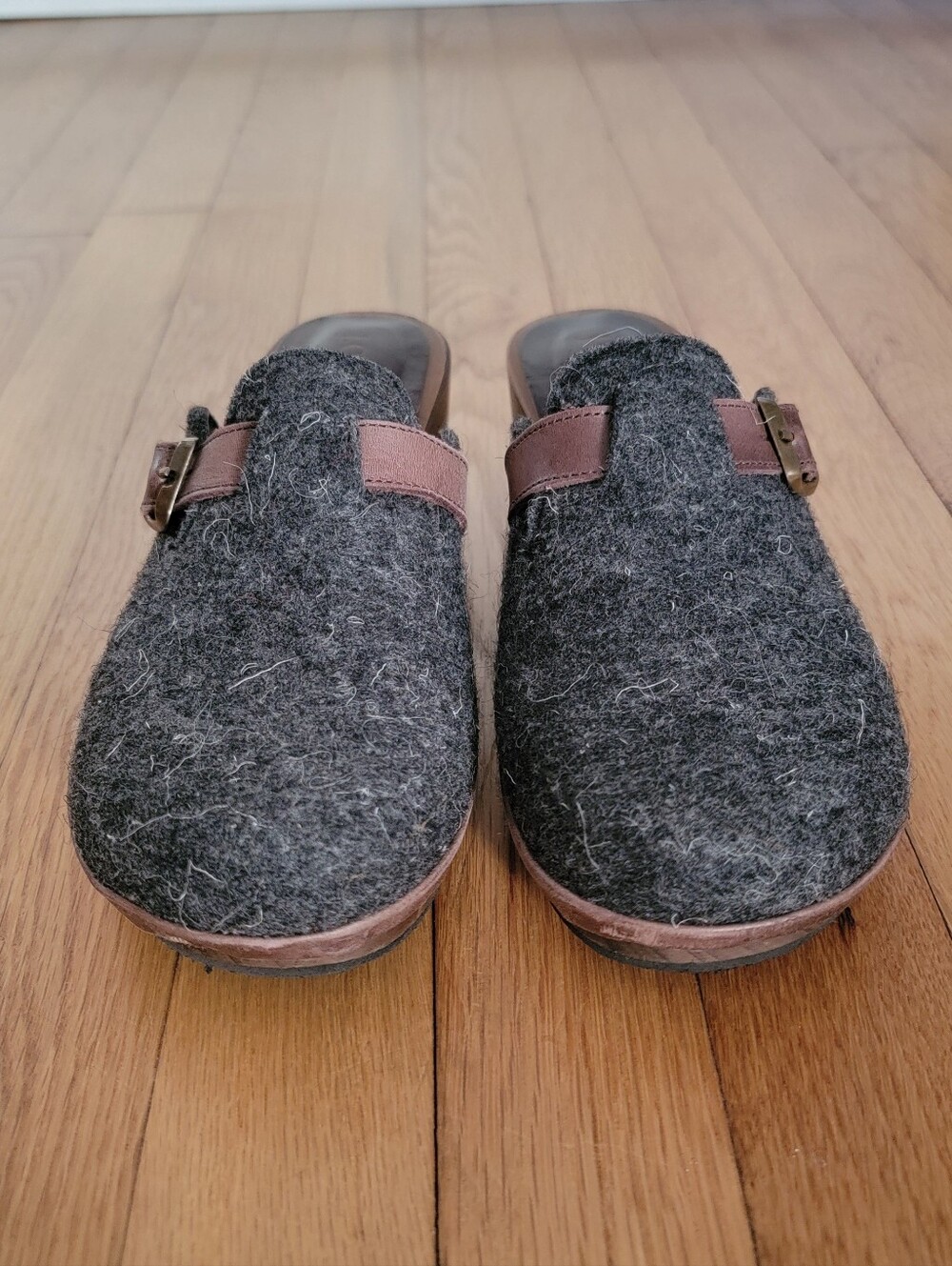 J. Crew vintage gray wool clogs